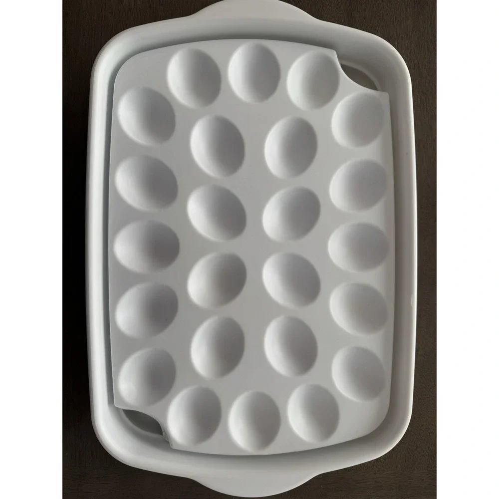 Pampered Chef Chillzanne Rectangle Server with Lid 2781 Deviled Egg /Veggie Tray